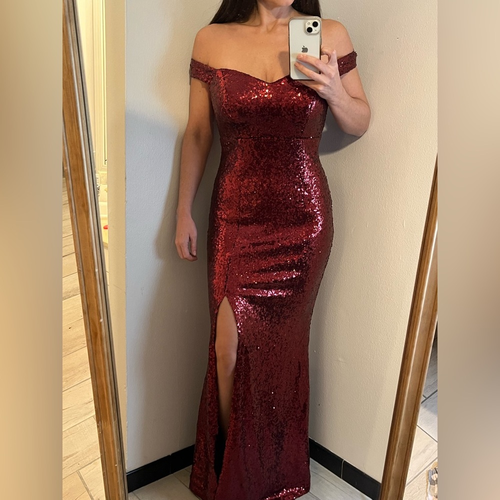 Gorgeous Red Sequin off the shoulder dress